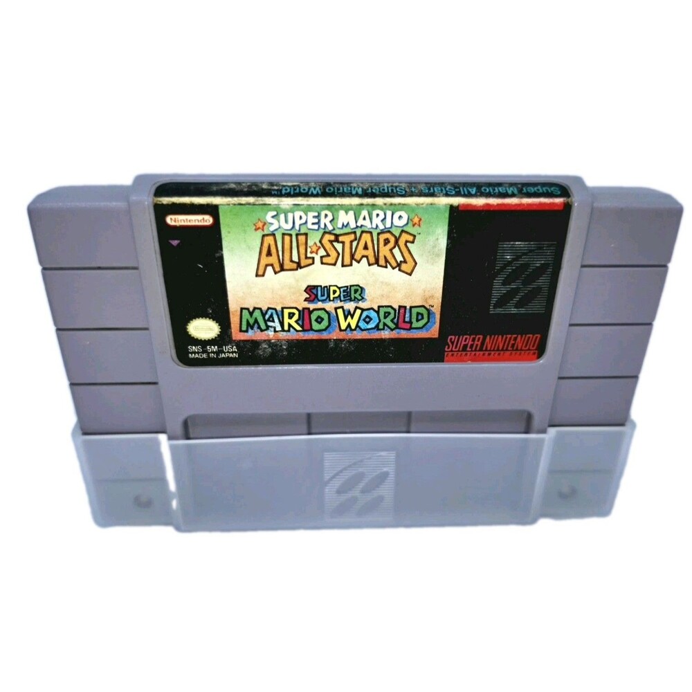 Super Mario All-Stars Super Mario World SNES Authentic Cleaned Tested Dust Cover
